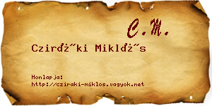 Cziráki Miklós névjegykártya